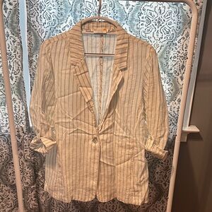 C&C California Linen Blazer with Blue Stripes